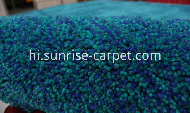 Elastic Polyester Shaggy Rug Blue mix color